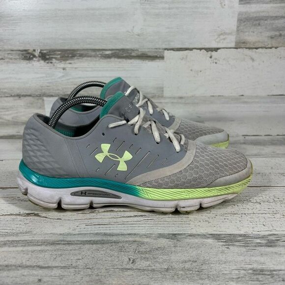 Under Armour Women's Speedform Intake 2 Gray Yellow‎ Green Running Size 11 US - Picture 1 of 8